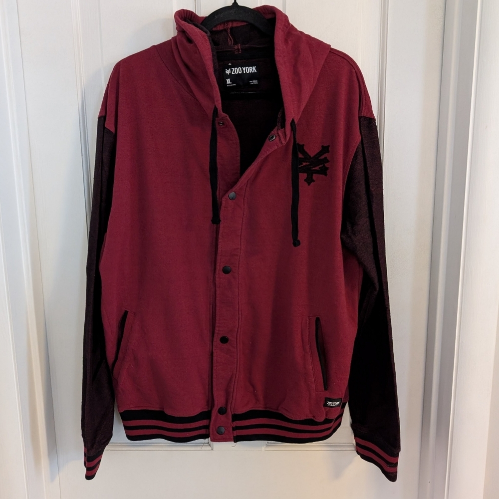 Vintage Zoo York Men's Snap Up Hoodie XTRA LARGE Y2K‎ Skater Streetwear Grunge
